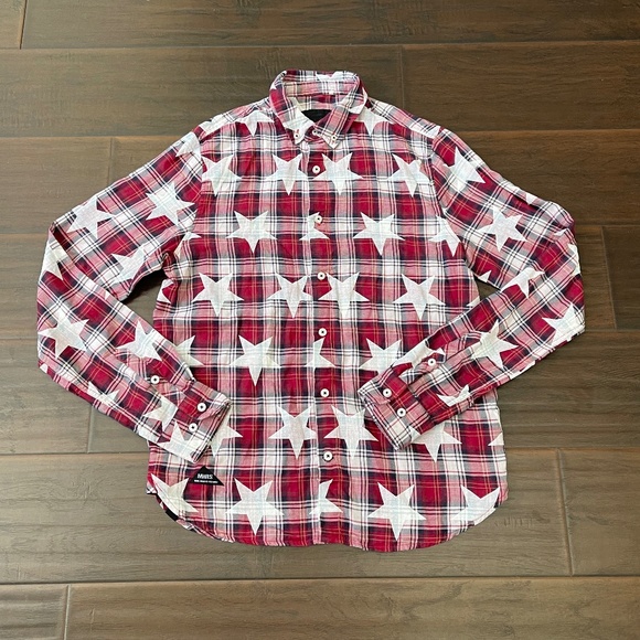 NWOT! Mostly Heard Rarely Seen Mens Plaid Button Down Long Sleeve Shirt Sz M